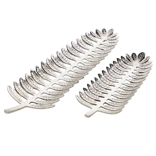 Silver Aluminum Contemporary Tray Set